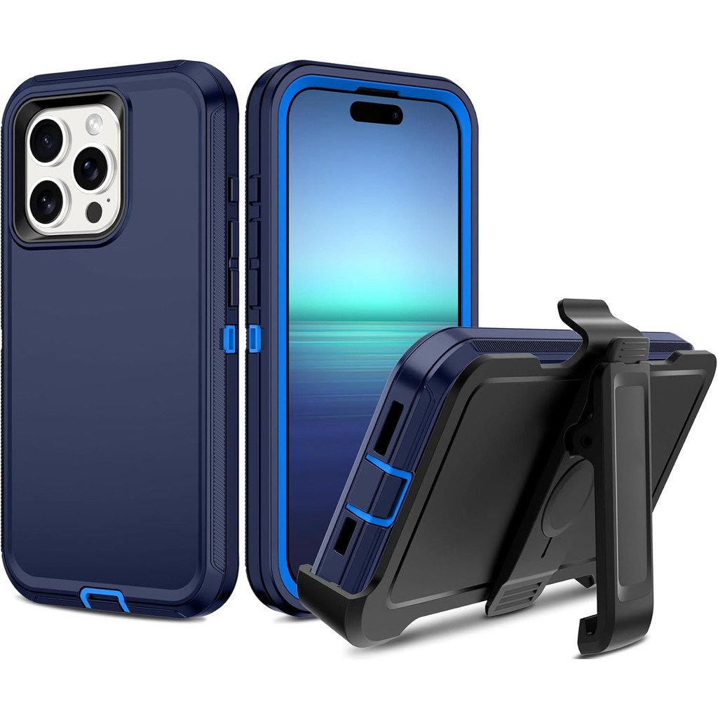 สําหรับ iPhone 16 15 14 Plus 13 12 Mini 11 Pro Max กรณีเข็มขัด-คลิป Holster กันกระแทกฝุ่น/Drop Proof 3-Layer Full Body Protection ทนทาน Heavy Duty ฝาครอบกรณี