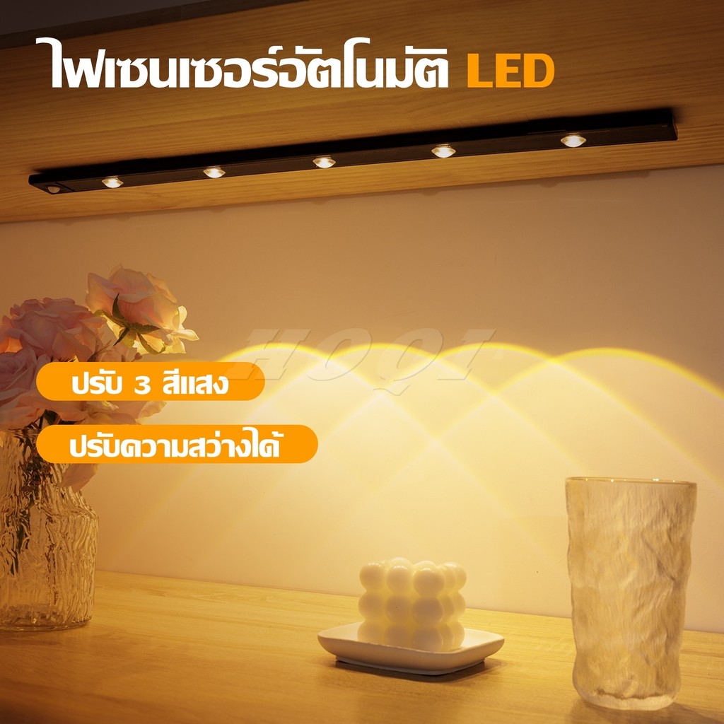 ไฟเซนเซอร์ หรี่แสงได้ ปรับสีได้ ชาร์จได้ 3สี สําหรับห้องครัว ตู้เสื้อผ้า