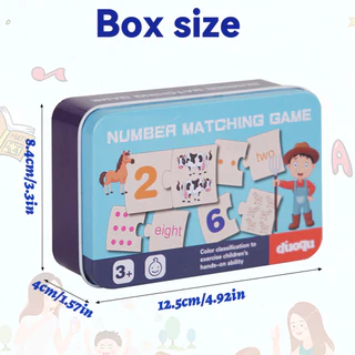 GeeToy ชุด 20 ชิ้น กล่องเหล็กไม้ คู่ตัวเลข ปริศนาเสริมพัฒนาการการรู้คิด การศึกษา ของเล่นสำหรับเด็ก