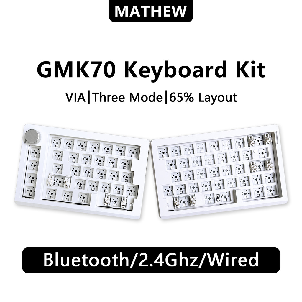 ZUOYA GMK70 Split Magnetic Keyboard Kit - ปะเก็น 3 โหมด Hot-swappable VIA/QMK Programmable RGB สําหร