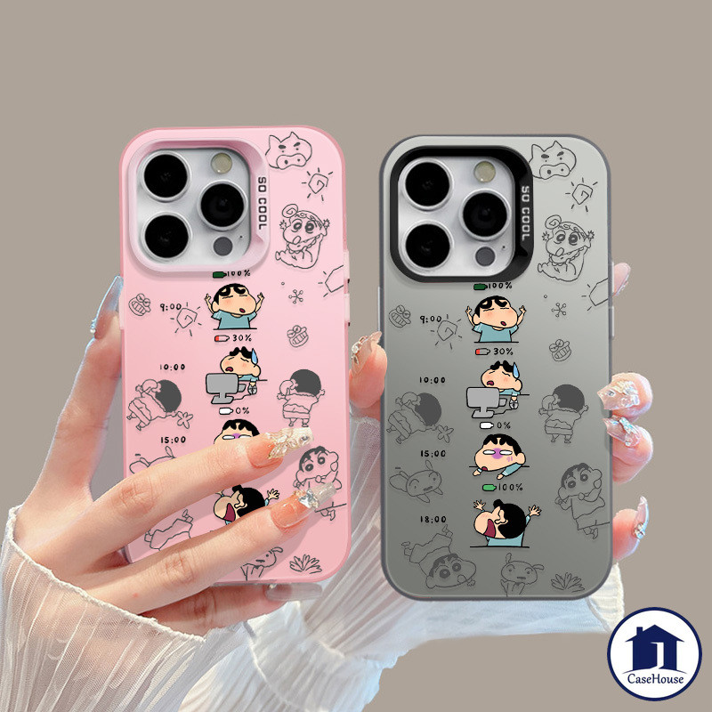 เคสชุบ IMD ลาย Crayon Shin-chan สุดฮา เข้ากันได้กับ iPhone 16 7 8 Plus 15 14 11 12 16 13 Pro Max XR X 13Pro SE XS Max