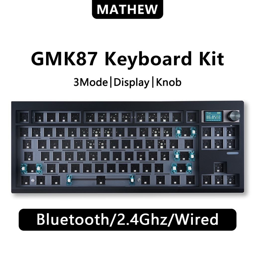 ZUOYA GMK87 TKL 3 โหมดคีย์บอร์ดชุด 80% VIA รองรับ Hot-Swap RGB ปะเก็นที่กําหนดเองติดตั้งหน้าจอ TFT B