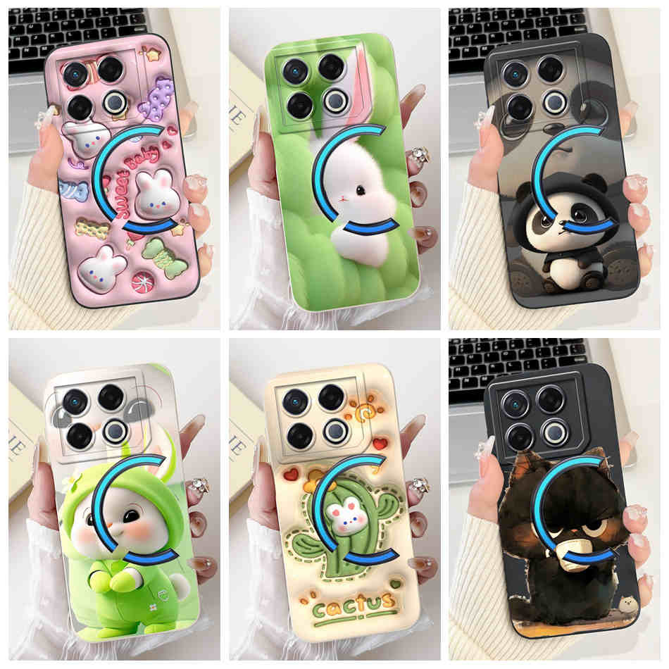 Infinix GT 20 Pro X6871 กระต่ายน่ารัก Panda ปลอก Infinix GT20 Pro 5G เลนส์ป้องกันซิลิโคนอ่อนนุ่มเคสโทรศัพท์