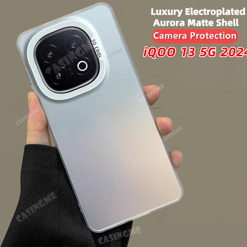 Iqoo 13 5G 2024 หรูหราชุบ Aurora Skin Matte สําหรับ iQOO 13 iQOO13 13iQOO 4G 5G 2024 กล้องที่มีสีสัน