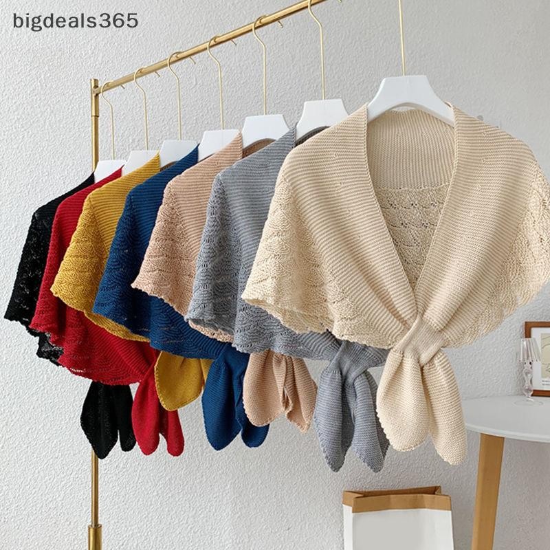 [bigdeals365] ผ้าคลุมไหล่ถักแฟชั่นสตรีสามารถใช้ได้ในทุกฤดูกาลผ้าคลุมไหล่ระดับไฮเอนด์อเนกประสงค์ป้องกันแสงแดดและผ้าพันคอที่อบอุ่นหุ้นใหม