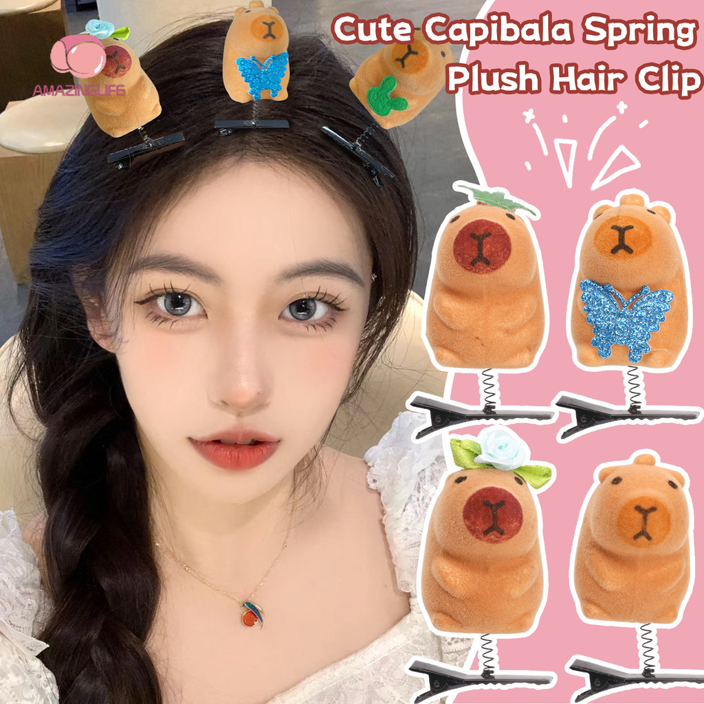 10 ชิ้นน่ารัก Flocking Capybara กิ๊บติดผม - ตุ๊กตาอินเทรนด์ Kapibala ตุ๊กตาฤดูใบไม้ผลิ Duckbill Hairpins - สาวแฟชั่นอุปกรณ์เสริมเด็กของขวัญ