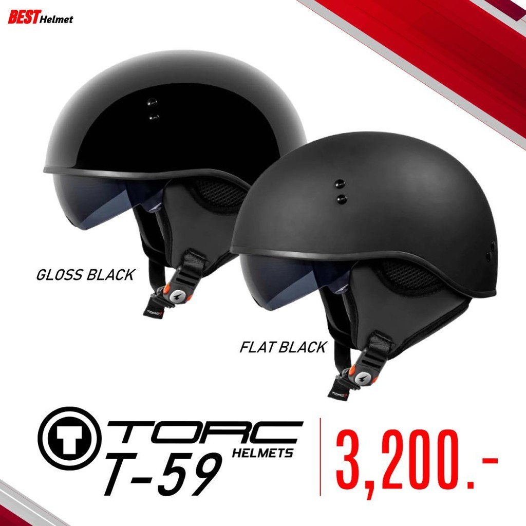 หมวกกันน็อควินเทจครึ่งใบ Torc Helmet รุ่น T-59 ราคา 3,200.- เท่านั้น