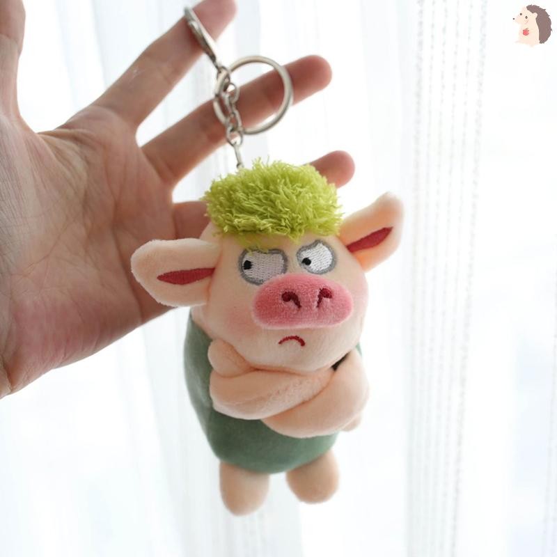[ใน] น่ารักสัตว์พวงกุญแจตลกผมสีเขียวตุ๊กตาสัตว์หมูโกรธตุ๊กตาจี้รถกระเป๋าเป้สะพายหลังตกแต่งนุ่มยัดไส้ของเล่นของขวัญ ไทย