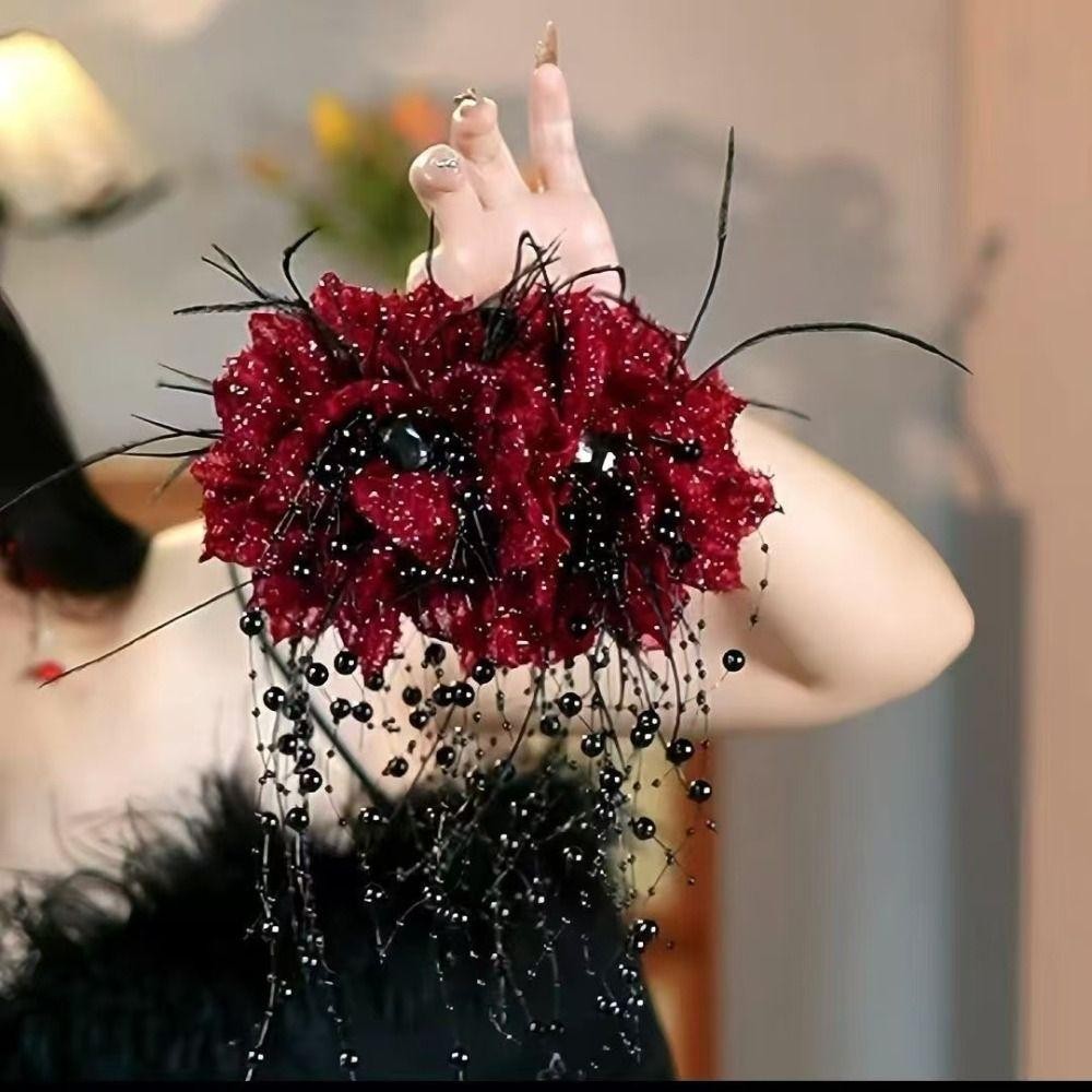 Cossy Hair Claw, Peony ดอกไม้เลื่อมโลภคลิป, พู่หรูหราพลาสติก Bow Hairgrips ผู้หญิง - รูปที่ 7