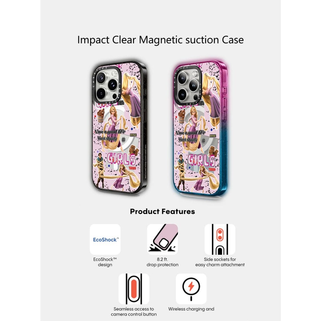 Casetify X Live a good life แม่เหล็กดูด Hard อะคริลิคด้านหลังสําหรับ Apple IPhone 12 13 14 15 16 Pro Max Plus พร้อมกล่อง