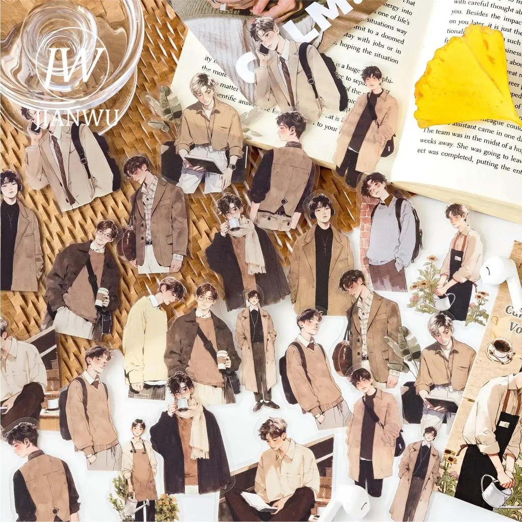 Jianwu โรแมนติกสาว Chronicles Series วรรณกรรมตัวละครภูมิทัศน์วัสดุ Collage PET สติกเกอร์ Creative Journal เครื่องเขียน
