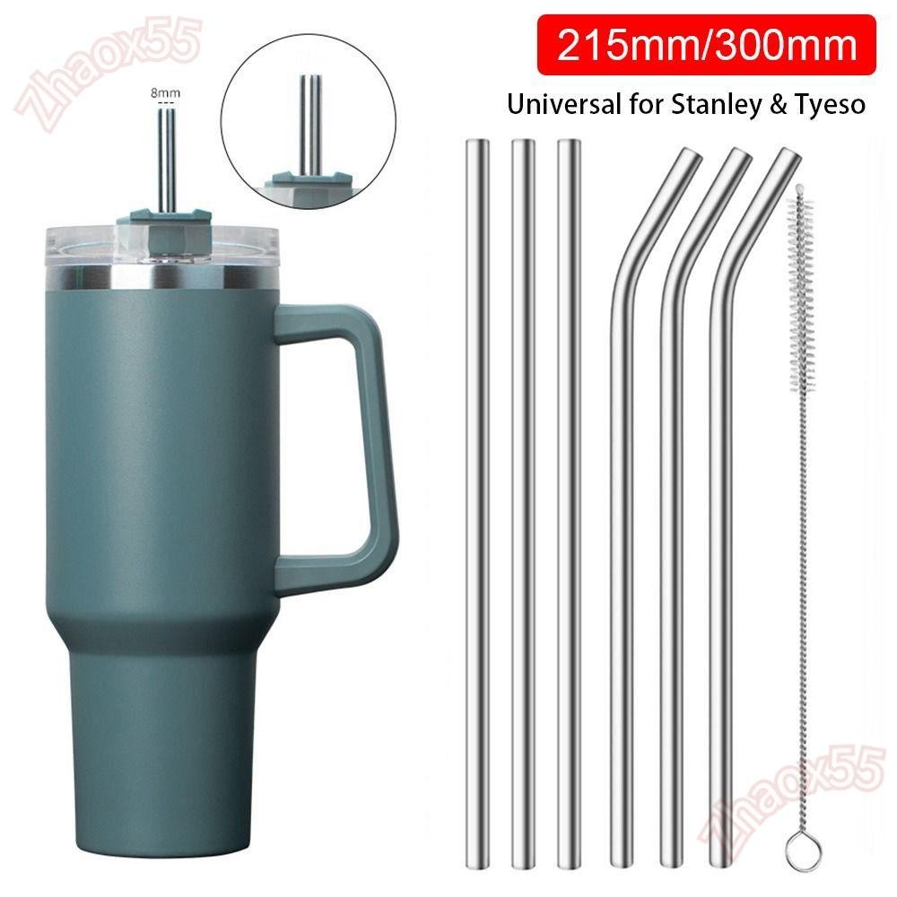 Zhaox55 1 ชิ้นหลอดสแตนเลส,เงินดื่มถ้วยฟาง, 6 มิลลิเมตร 8 มิลลิเมตรนํามาใช้ใหม่ตรง Bent เปลี่ยนฟางสําหรับ 30 ออนซ์ 40 ออนซ์ Tyeso ถ้วย