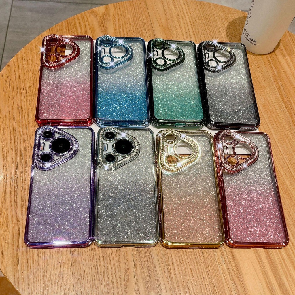 ด้านข้างกล้องเพชรออกแบบ Bling Glitter Soft Case สําหรับ OPPO Reno 11 Pro 8 8z 7z A78 5G A15 A15s