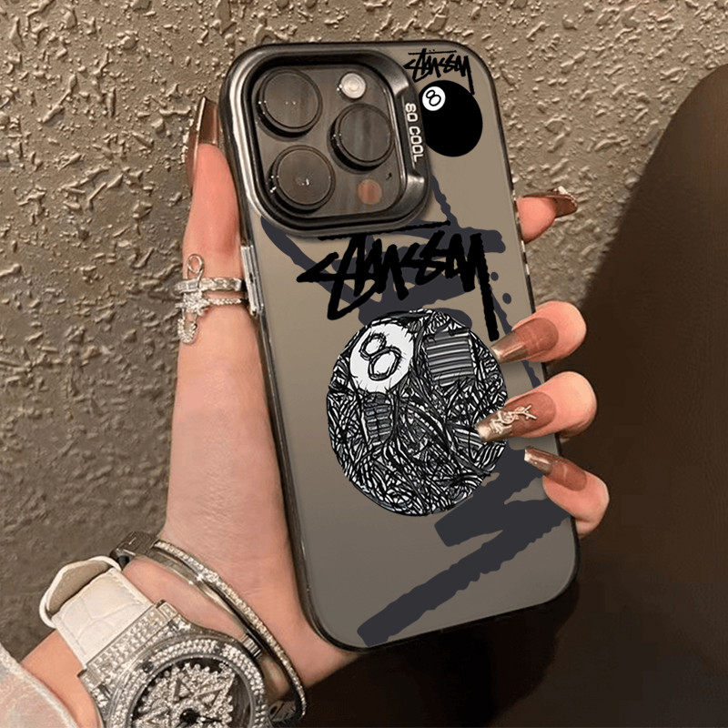 🔥ส่งจากไทย🔥IPhone 15 14 13 12 11 Pro Max เคสโทรศัพท์มือถือแบบนิ่ม สองลูกบิลเลียดฉบับที่ 8กันกระแทก พ