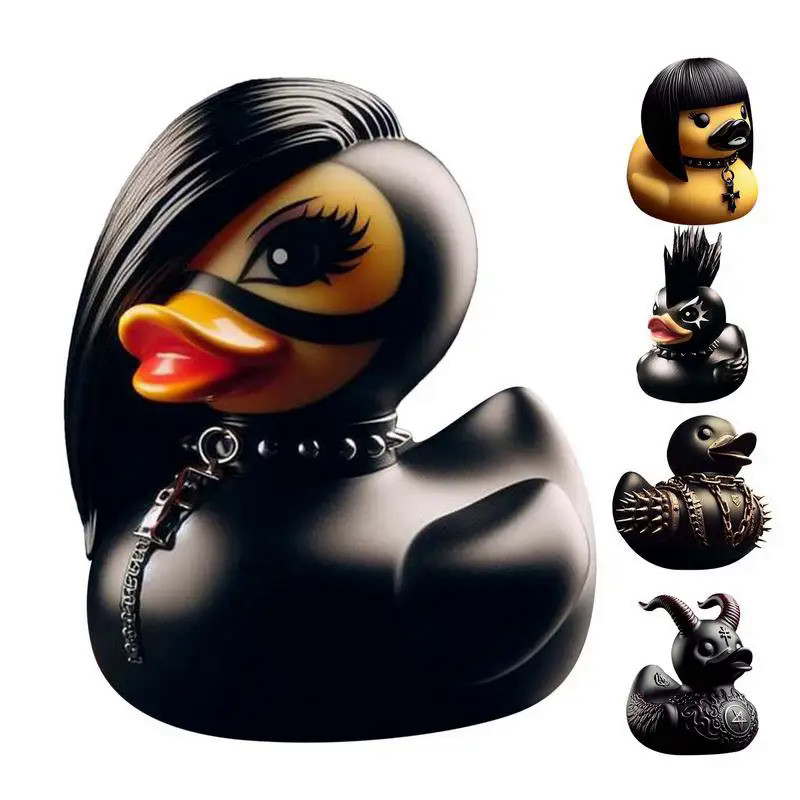 Duckieville Duck Statue Satan Duck Punk Duck Death Rock Duck Lady Valentina Goth Girl Duck Resin Orn