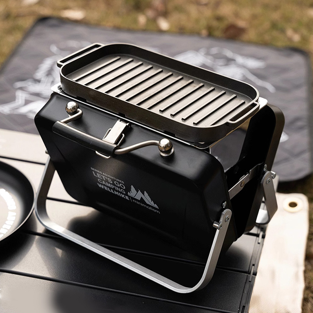 เตาตั้งแคมป์แบบพกพาเตาย่างบาร์บีคิวแบบพับได้สแตนเลสสําหรับทําอาหารกลางแจ้ง - รูปที่ 4