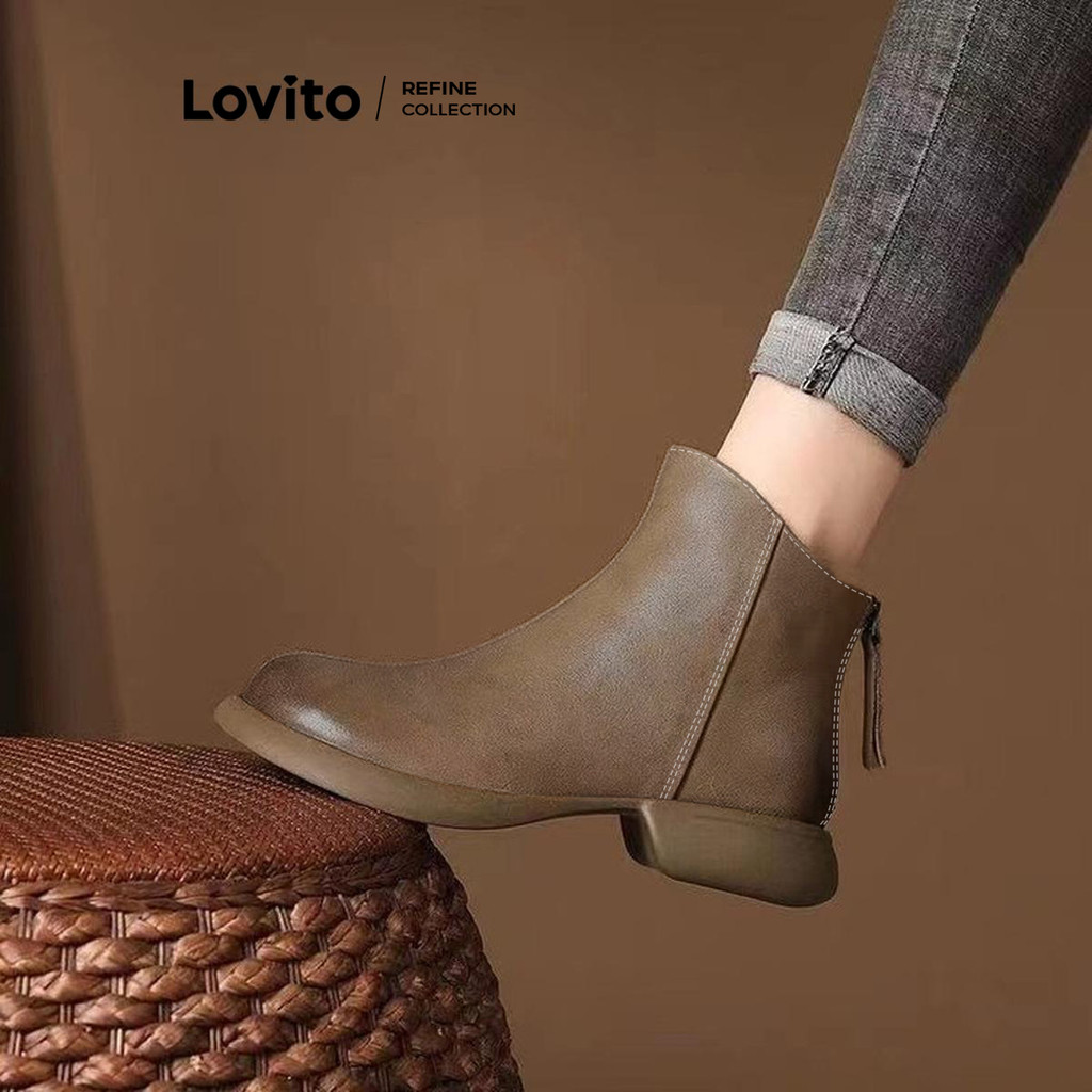 Lovito หนังนุ่มรอบหัวรองเท้าสำหรับผู้หญิง LFA50170