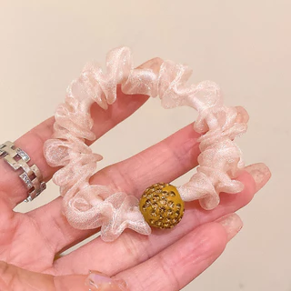 สครันชี่แหวนผมดีไซน์เสือดาว พิมพ์แถบคาดศีรษะ พร้อม.High-End Rhinestone สำหรับตกแต่งทรงผมของสาวๆ