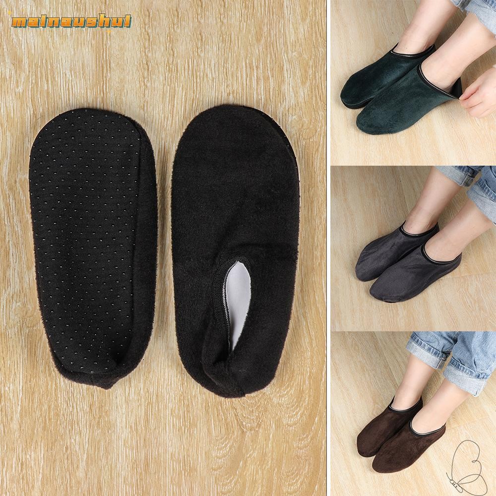 Mainaushui ถุงเท้าพื้นห้องนอนรองเท้าแตะลําลอง Antislip Thicken กํามะหยี่