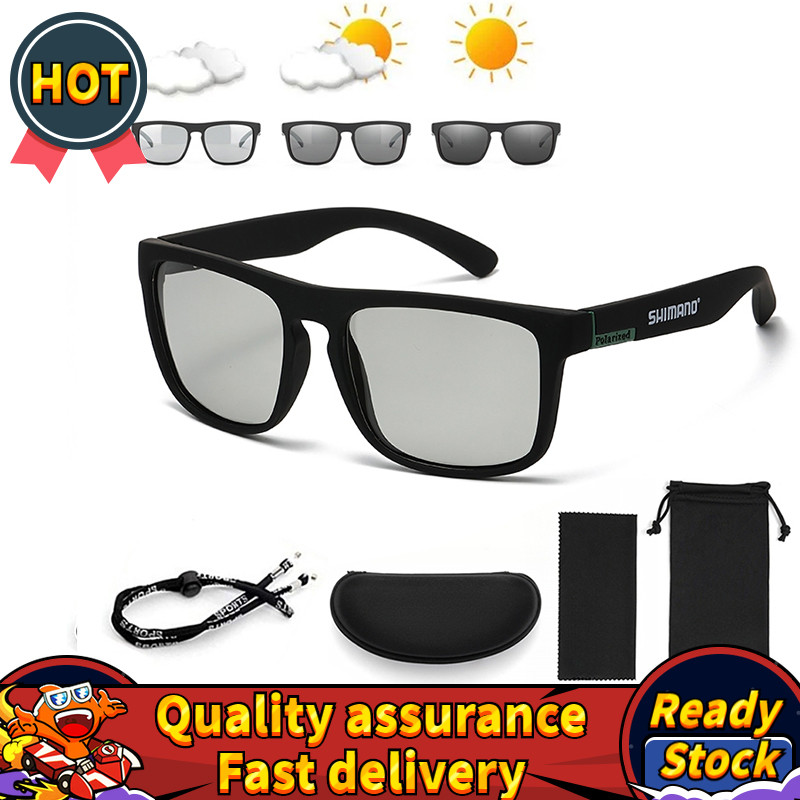 s-logo Photochromic แว่นตากันแดดและตกปลา UV400 โพลาไรซ์ สำหรับผู้ชายและผู้หญิง ใช้ได้ทั้งขับรถ ขี่จักรยาน และวิ่ง