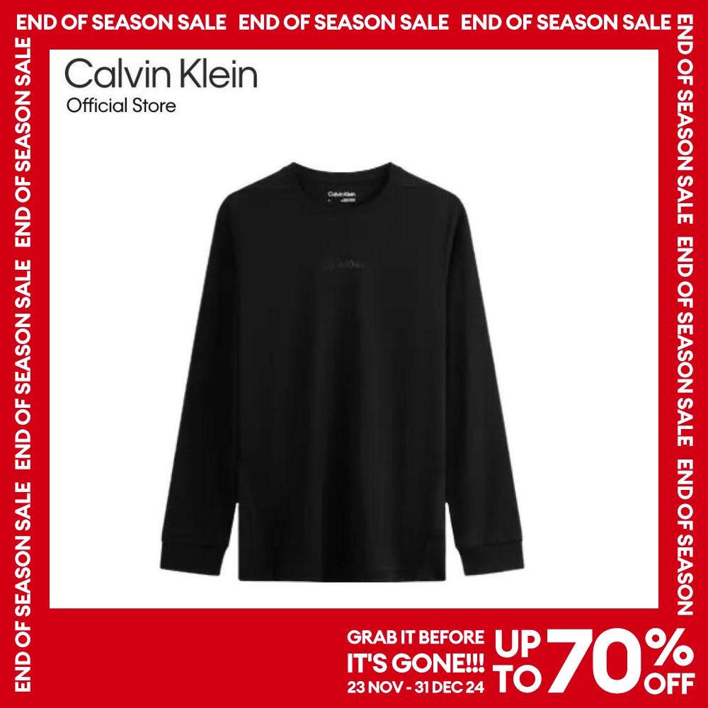 CALVIN KLEIN เสื้อยืดคอกลมแขนยาวผู้ชาย รุ่น GMF4K205 BAE - สีดำ