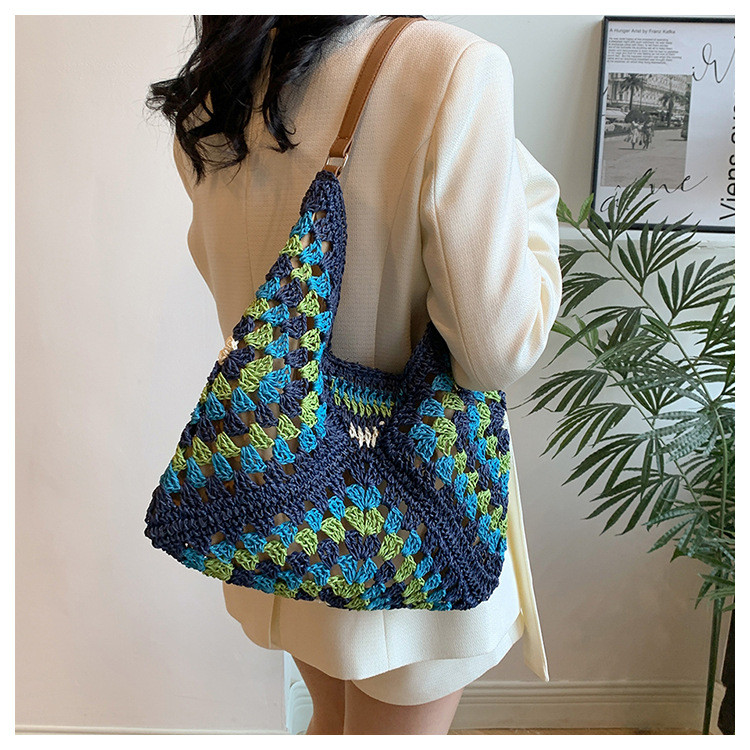 กระเป๋าทอความจุใหญ่ กระเป๋าสะพายไหล่ที่หลากหลาย กระเป๋าแฟชั่นชายหาด กระเป๋าเดินทาง P449