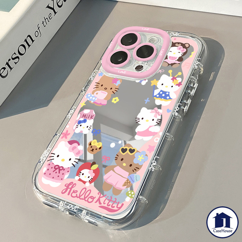 เคสกระจกรูปแมวคิตตี้สุดน่ารักเข้ากันได้กับ IPhone 7 16 8 Plus 11 14 16 12 13 15 Pro Max XR X 11 14 16 12 Pro XS Max SE