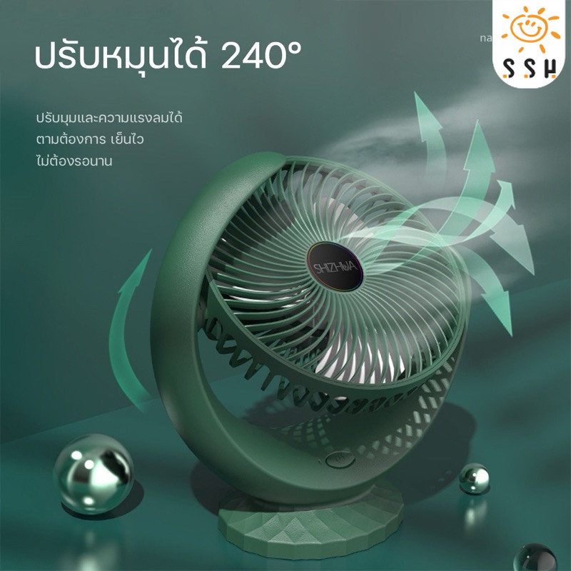 พัดลมตั้งโต๊ะ พัดลมเล็ก ชาร์จ USB ลมแรง3เท่า แบตเตอรี่ความจุสูง 6000mAh พัดลมเล็กต้ังโต๊ะ