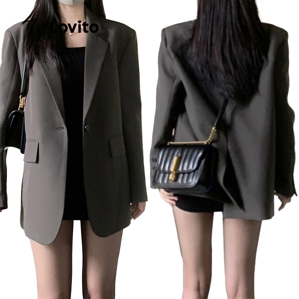 Lovito เสื้อเบลเซอร์ลายทางลำลองสำหรับผู้หญิง LNA77088