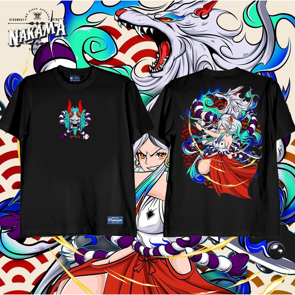NAKAMA เสื้อผ้า ONEPIECE ONI PRINCESS YAMATO GRAPHIC COTTON TSHIRT สําหรับผู้ชายและผู้หญิง