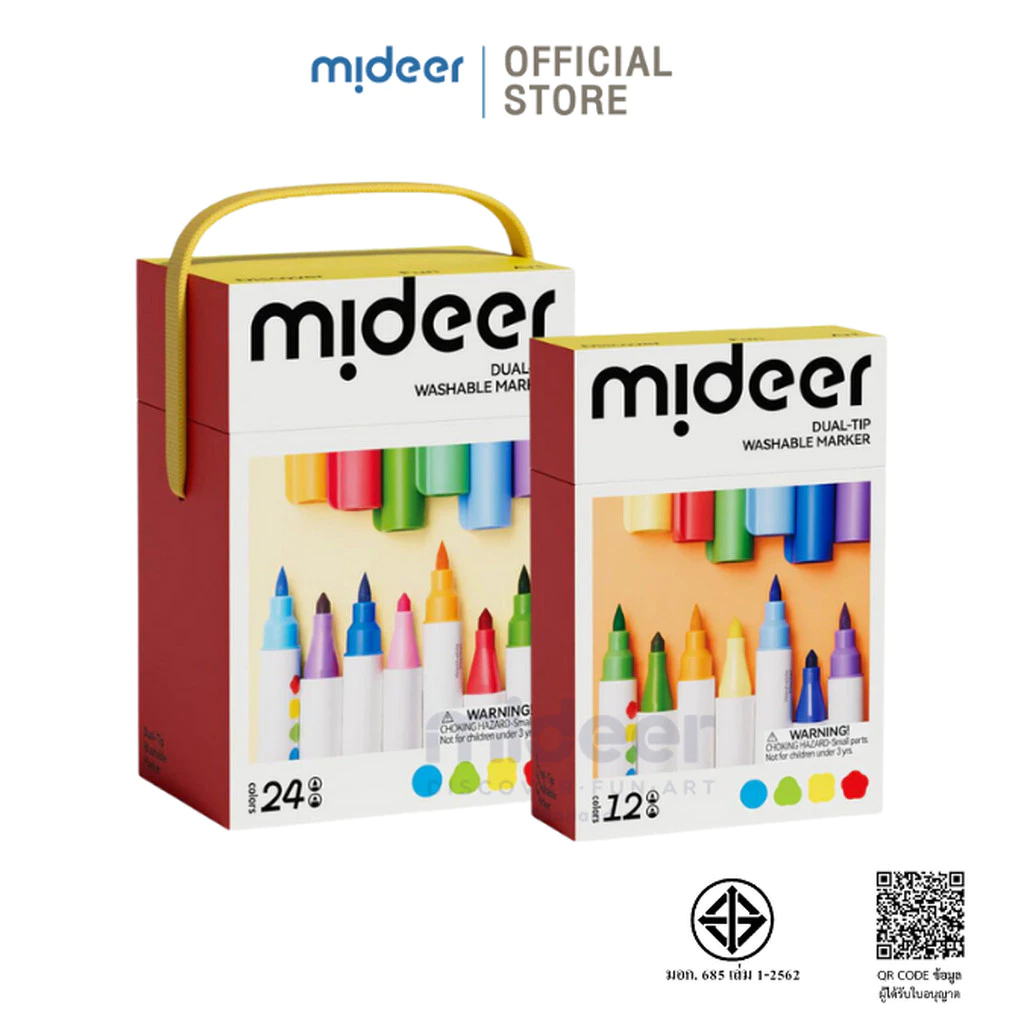 Mideer มิเดียร์ Dual Tip Markers ปากกาเมจิกแบบโปร่งแสง ลบได้ 2 ด้าน (MD4308,MD4309)