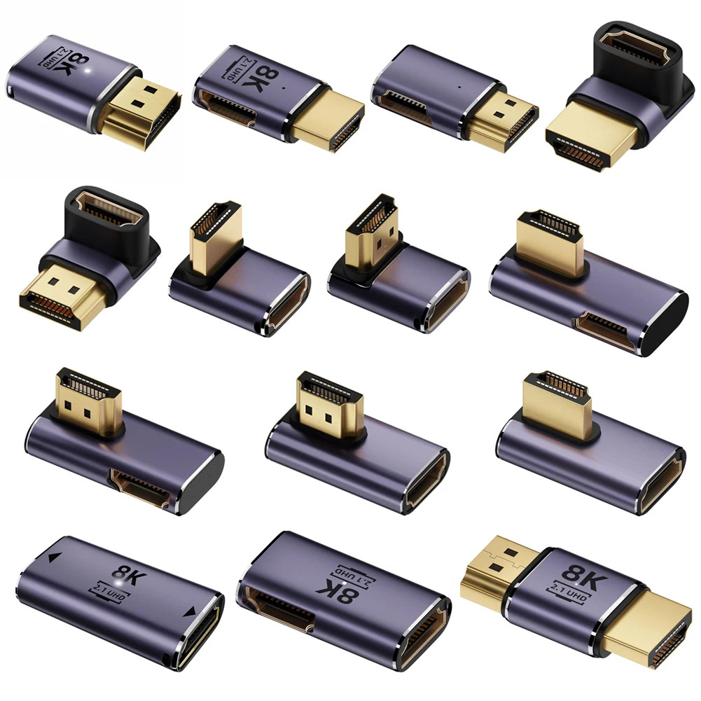 อะแดปเตอร์ที่รองรับ HDMI 90 ตัวแปลงชายหญิงมุมขวา 270 องศาขั้วต่อ 8K HD Mini / Micro HDMI รองรับ Extender