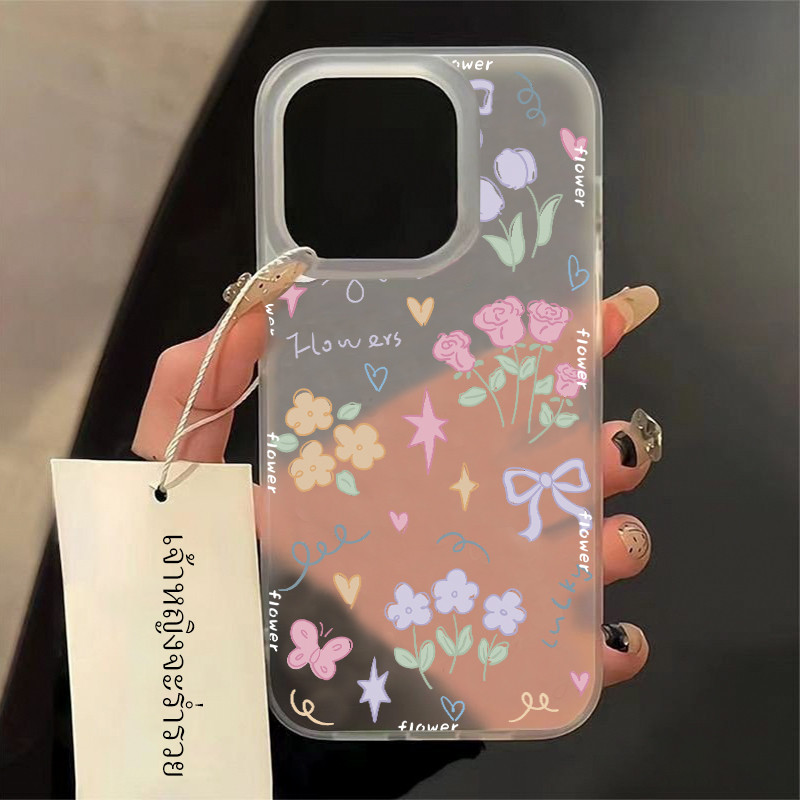 เคสไอโฟน 11 For IPhone 12 13 14 15 16 Pro Max 15 14 7 8 Plus X XR XSMAX SE 2020 การ์ตูน Graffiti ดอกไม้เคสโทรศัพท์นุ่ม