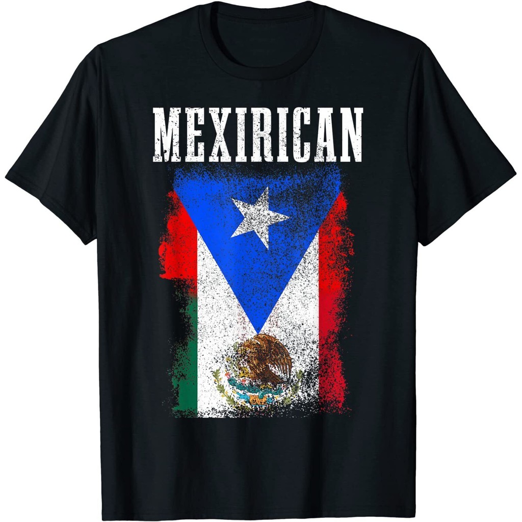 ใหม่จํากัดเม็กซิกัน Puerto Rican Mix Mexico Puerto Rico Flag เสื้อยืด