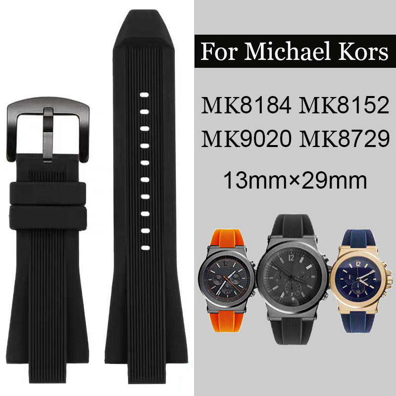 สายนาฬิกาซิลิโคนสําหรับ Michaol Kors MK8184 MK8152 MK9020 MK 8295 8296 ยางนาฬิกา 13 มม.29 มม.สายนาฬิกาผู้ชายผู้หญิงสร้อยข้อมือ Universal กีฬาเข็มขัดข้อมือ