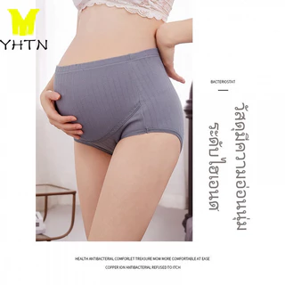YHTN กางเกงในคนท้อง เอวสูง กางเกงในคนท้องผ้าฝ้าย ปรับขนาดได้ กางเกงคนท้องไซส์ใหญ่ ลายการ์ตูน maternity brief