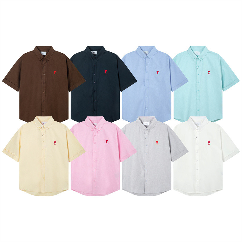 เสื้อเชิ้ตโอเวอร์ไซส์แขนสั้นสำหรับผู้ชายและผู้หญิง ดีไซน์อักษรคลาสสิก