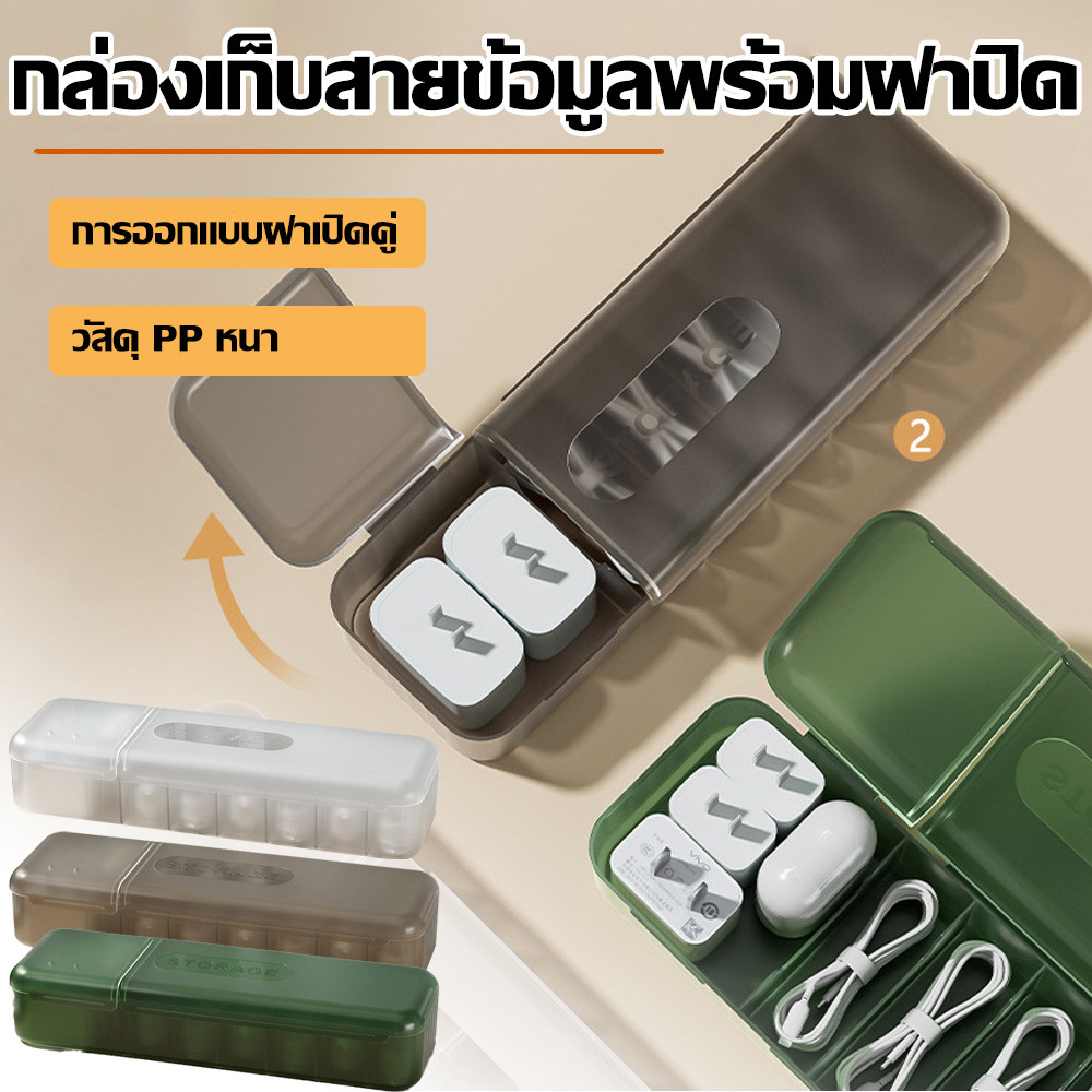 Tia la home เก็บสายไฟอะคริลิคใส กล่องเก็บสายชาร์ทมือถือ กล่องจัดระเบียบ 3 สี