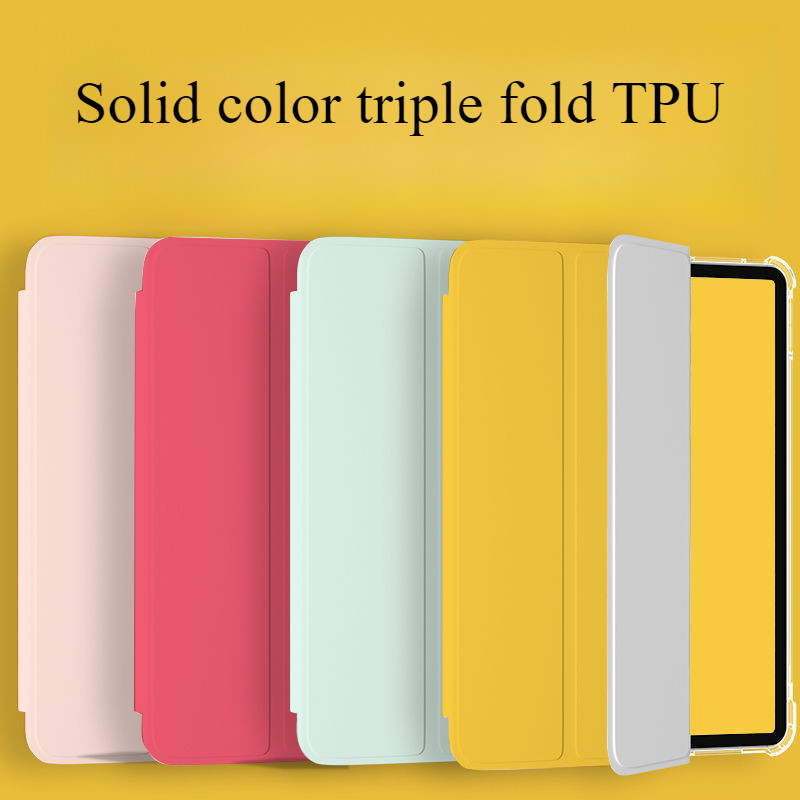 เหมาะสําหรับเคสป้องกัน IPad 8/9/10 รุ่น Pure Ribbon ช่องเสียบปากกา 9.7 นิ้วสามพับวัสดุ TPU Pro รวมทุกอย่าง Air5/4/3 กรณี Mini4/5