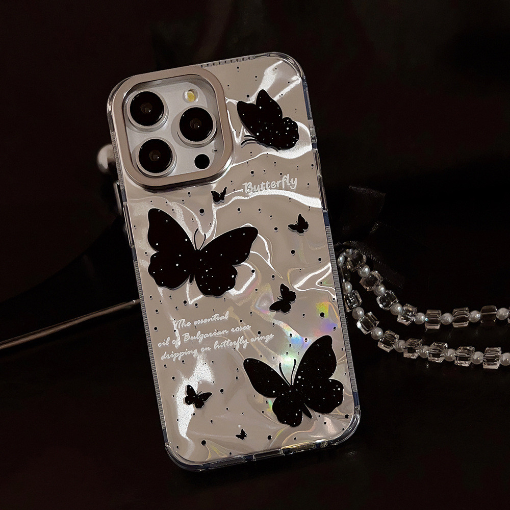 โรแมนติก ผีเสื้อ เคสโทรศัพท์ For iPhone 12 13 15 16 11 14 Pro Max XR X 7 6S 8 6Plus XS Max SE เลเซอร์ แวววาว ตลกดีนะ เคส ราคา ถูกที่สุด ดีลบีเคเค แกลเลอรีภาพที่ 8