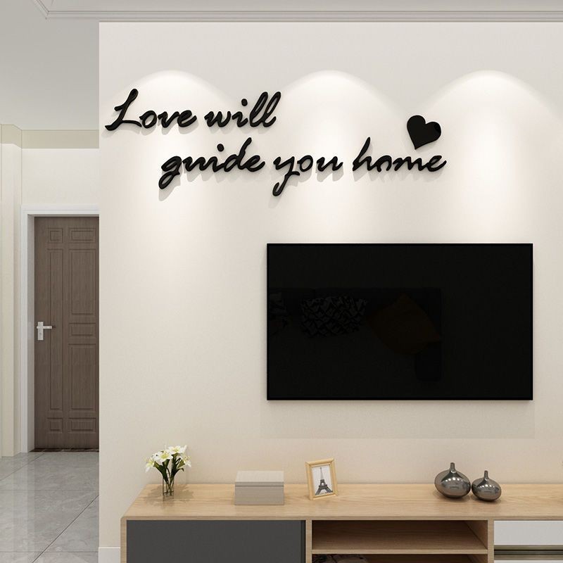 风英文3d立体墙贴客厅电视机背景墙卧室床头墙面装饰贴画Wind English 3D Wall Stickers Living Room TV Back
