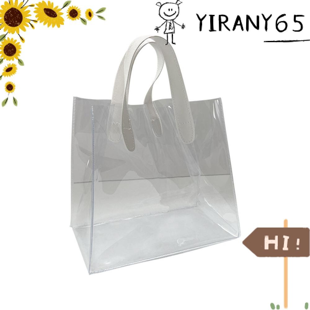 YIRAN Tote Bag, PVC Handle Transparent Shopping Bags, ถุงของขวัญมือแบบใส