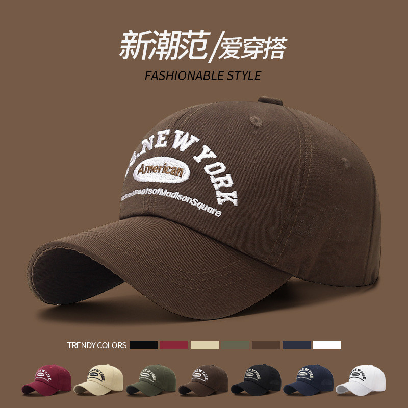 ( พร้อมส่ง ) หมวกเบสบอล หมวกแก๊ป ลายปัก แฟชั่นเกาหลี ผู้ชายผู้หญิง สีน้ำตาล