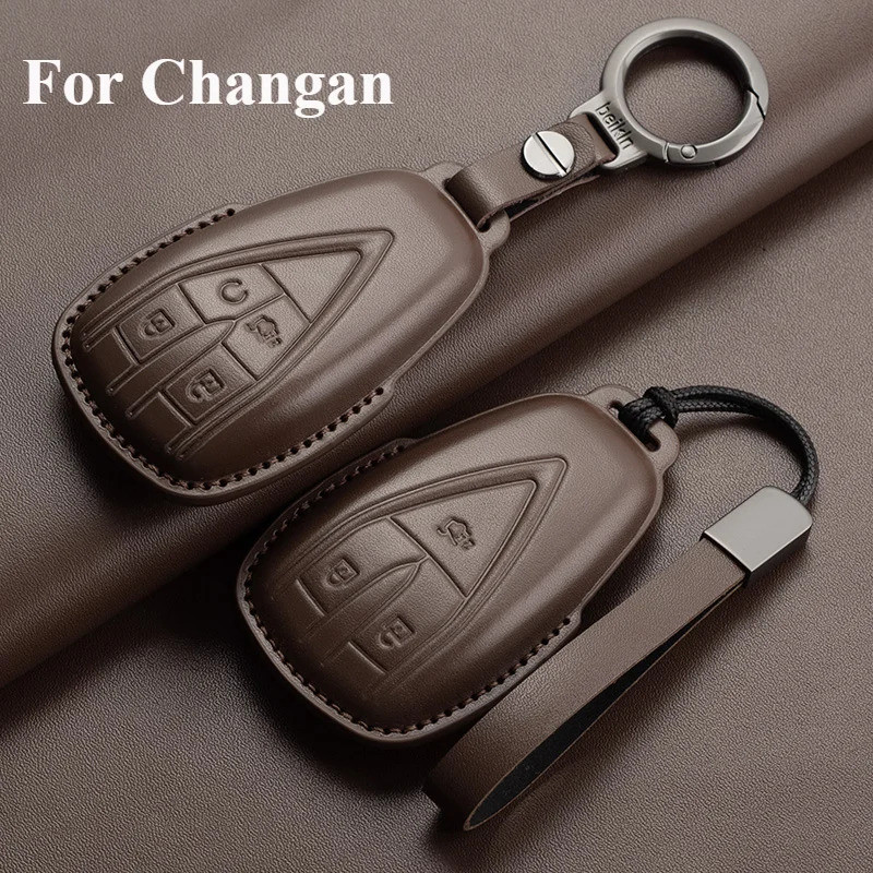 Leather Car Remote Key Case Cover For Changan CS35PLUS CS35 Plus CS55 PLUS CS75 PLUS Eado UNI-T UNI 
