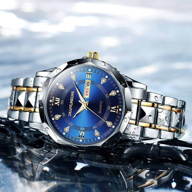 นาฬิกาควอตซ์ผู้ชายข้ามพรมแดนแบบใหม่ - สว่างในที่มืด, กันน้ำ, ใช้งานธุรกิจและทำกิจกรรมสันทนาการพร้อมสายรัดเหล็กปุ่มย้ำ - รูปที่ 2