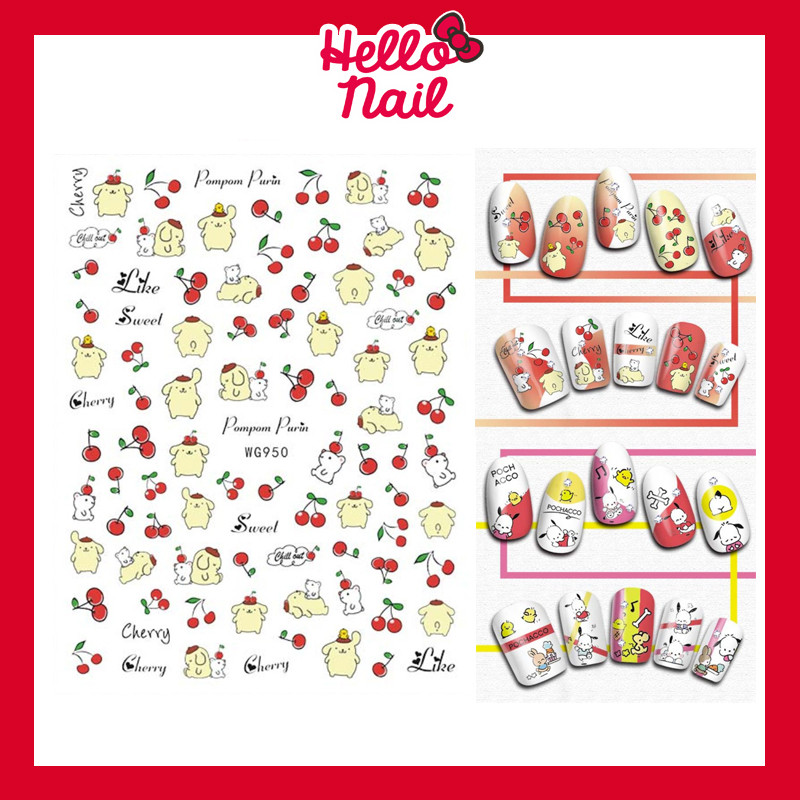 สติ๊กเกอร์ติดเล็บ 3D Pompom Purin Pocchacco Kuromi แต่งเล็บ Sticker น่ารัก อุปกรณ์ตกแต่งเล็บ