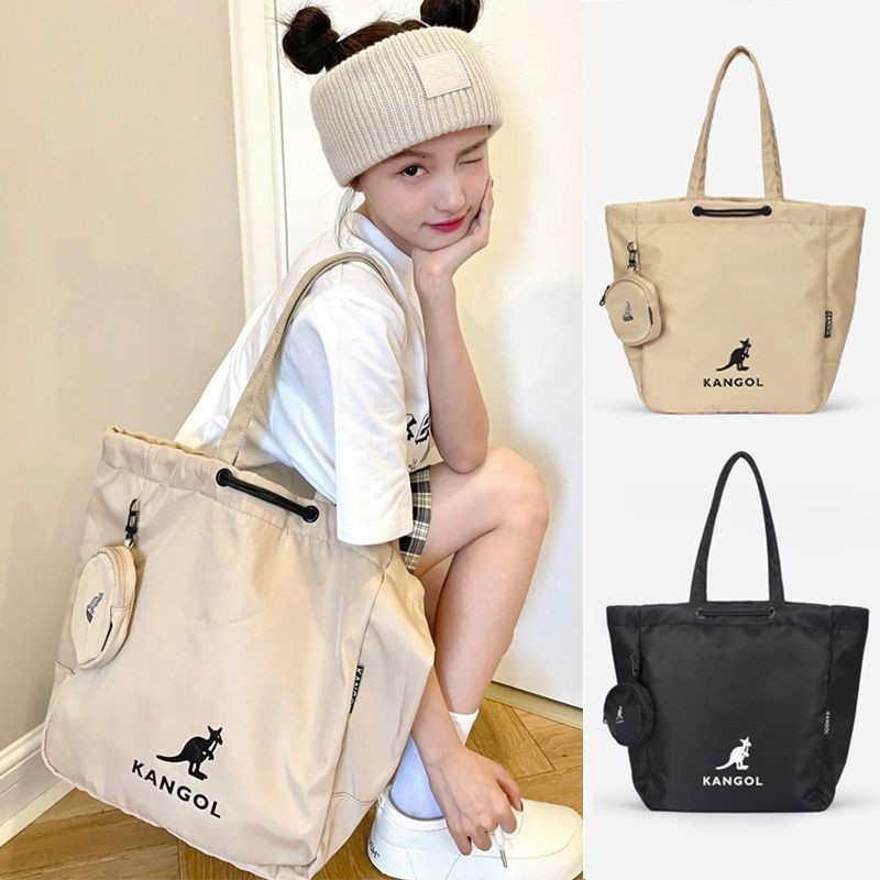 กระเป๋าโท้ต Kangol Kangaroo ของแท้จากเกาหลี กระเป๋าสะพายไหล่ความจุใหญ่ กระเป๋าสำหรับนักศึกษาในมหาวิท