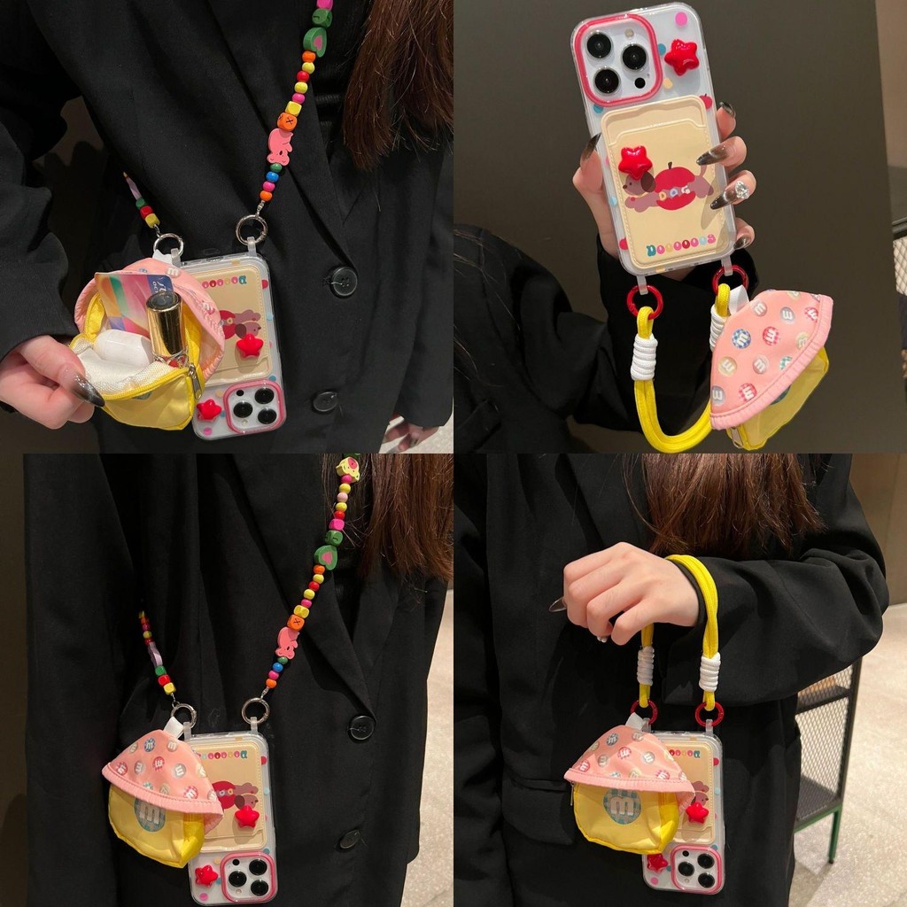 เคสโทรศัพท์ KB569 สำหรับ iPhone 16 Pro Max, 15 Pro, 14 plus, 13 pro max, 12, 11, XS Max, XR, 7, 8 Plus สไตล์เกาหลี ป้องกันการตกหล่น มีเชือกคล้อง เรียบง่าย แฟชั่นการ์ตูน น่ารัก เคสป้องกันโทรศัพท์สำหรับสาวๆ