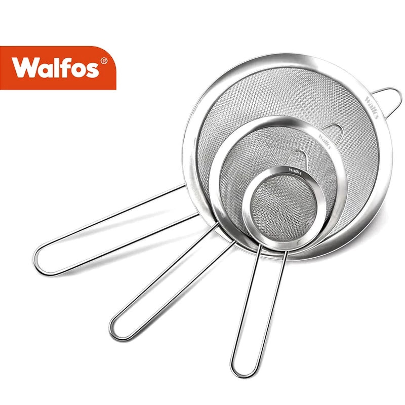 Walfos พรีเมี่ยม 304 สแตนเลสแมงมุมตาข่ายกรองและกระชอน พาย