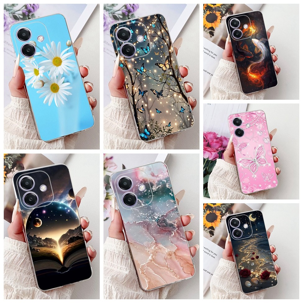 Oppo A3 4G CPH2669 CPH3669 ฝาครอบ Oppo A3X 4G กรณี CPH2641 Clear Luxury Butterfly Love แฟชั่นดอกไม้ Cool หล่อ Lion ทาสี